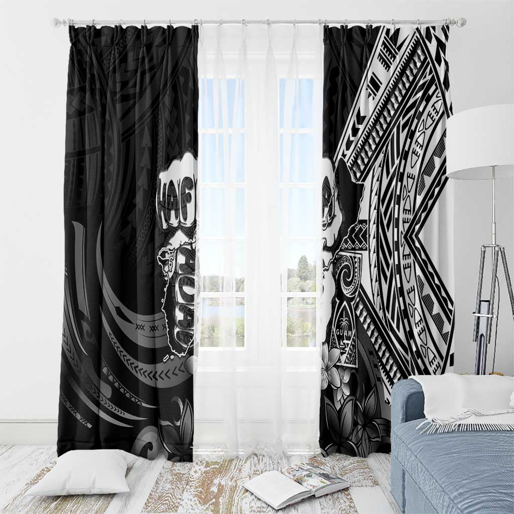 Hafa Adai Guam Discovery Day Window Curtain Chamorro Latte Stone Hand Black Version