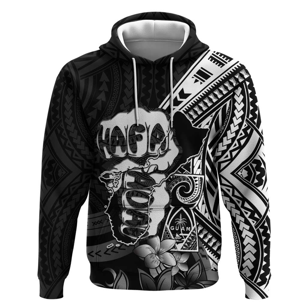 Hafa Adai Guam Discovery Day Zip Hoodie Chamorro Latte Stone Hand Black Version LT14 Pullover Hoodie Black - Polynesian Pride