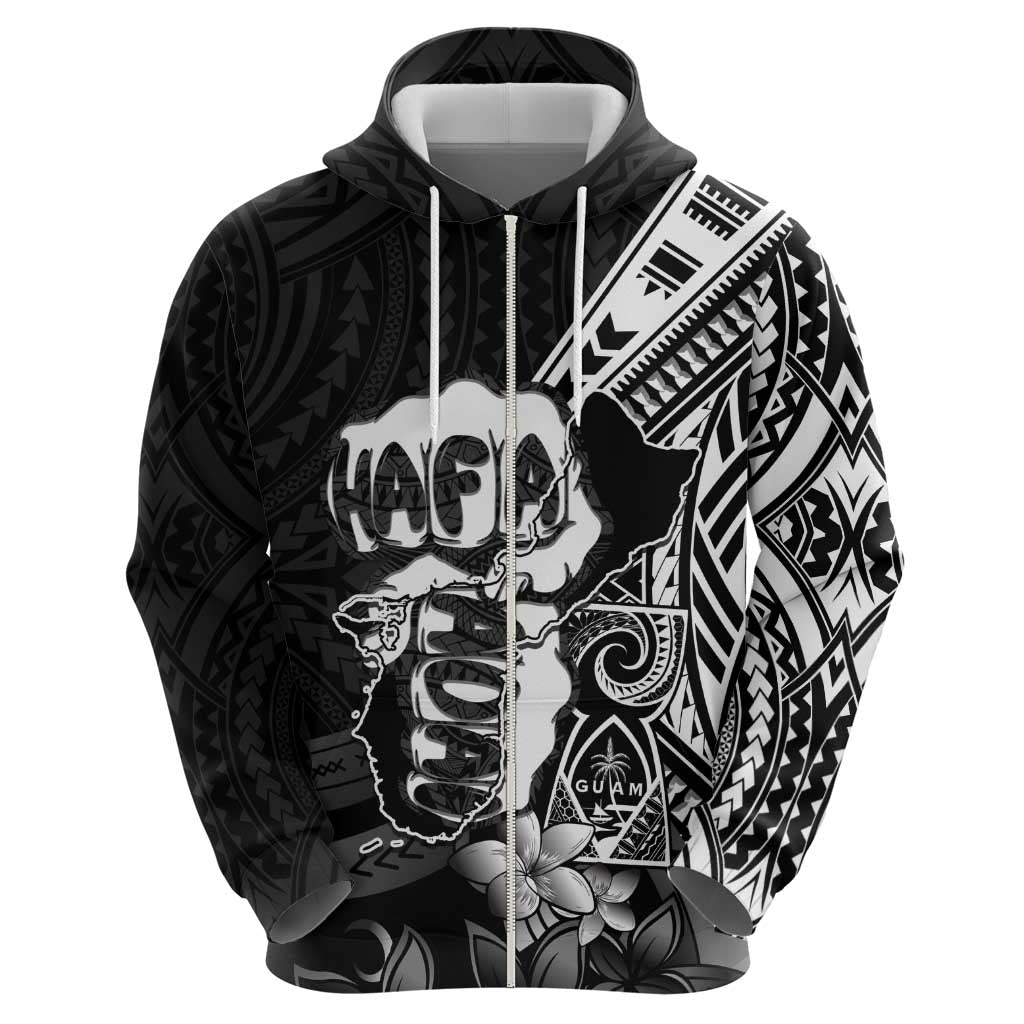 Hafa Adai Guam Discovery Day Zip Hoodie Chamorro Latte Stone Hand Black Version LT14 - Polynesian Pride