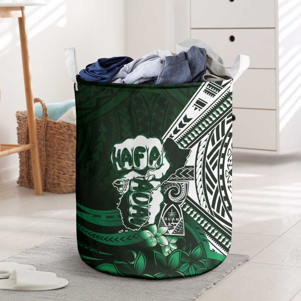 Hafa Adai Guam Discovery Day Laundry Basket Chamorro Latte Stone Hand Green Version