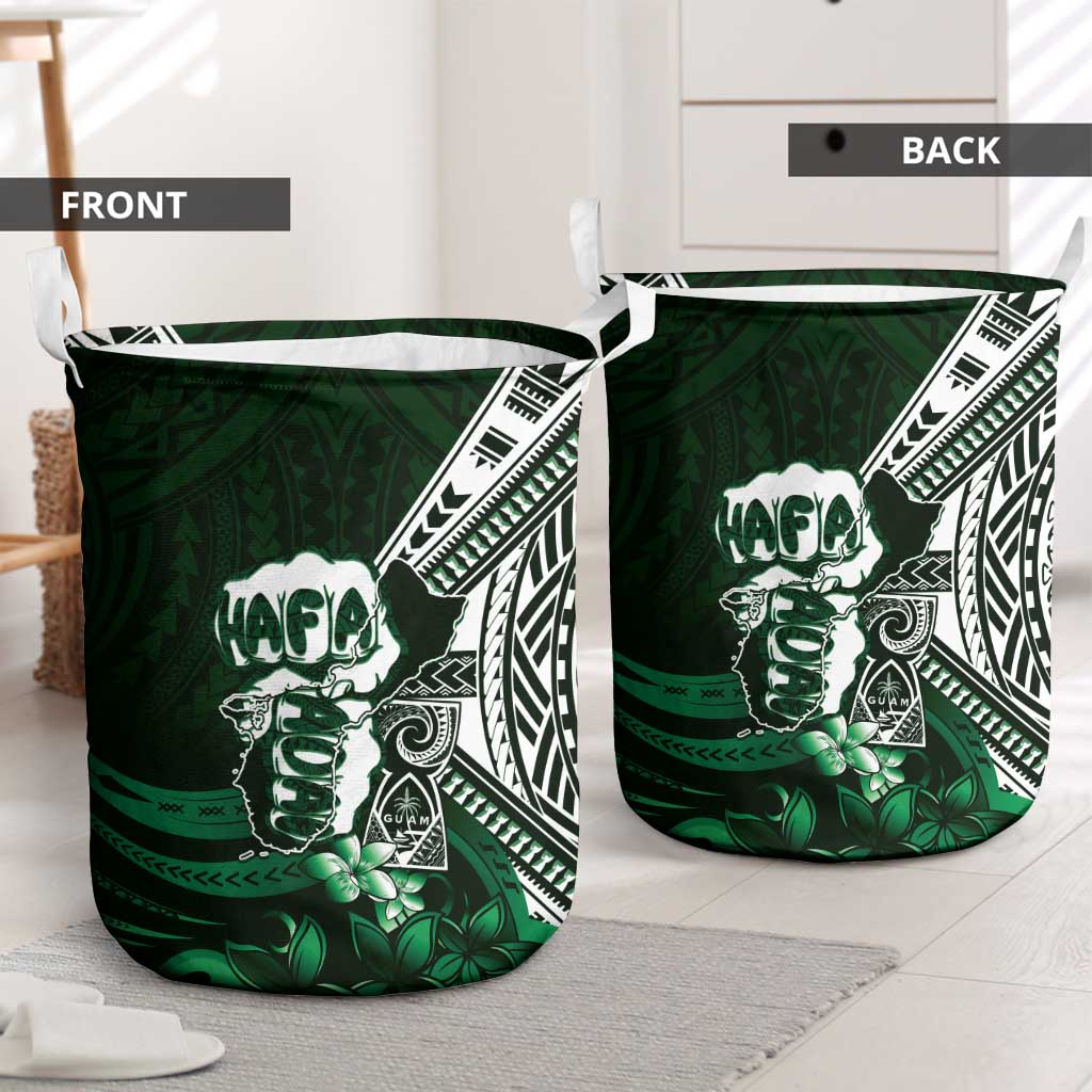Hafa Adai Guam Discovery Day Laundry Basket Chamorro Latte Stone Hand Green Version