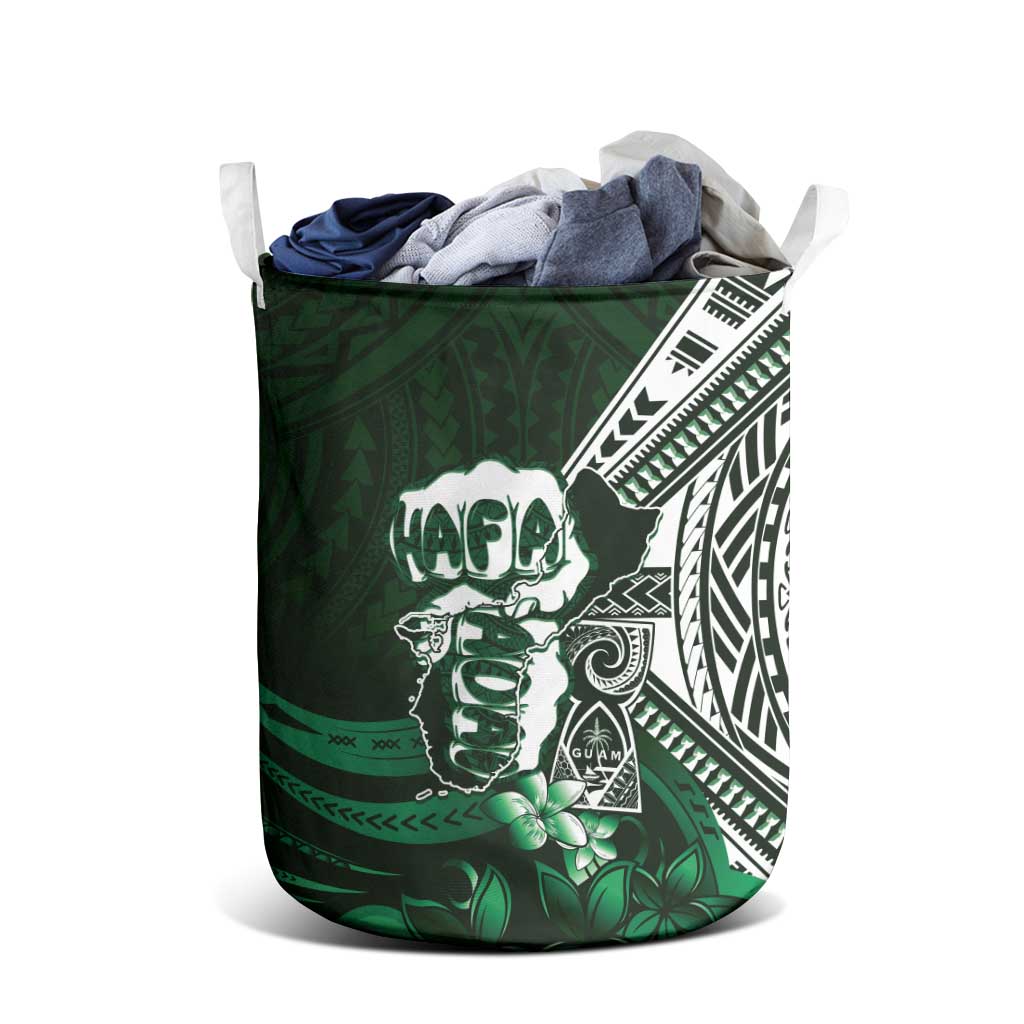 Hafa Adai Guam Discovery Day Laundry Basket Chamorro Latte Stone Hand Green Version