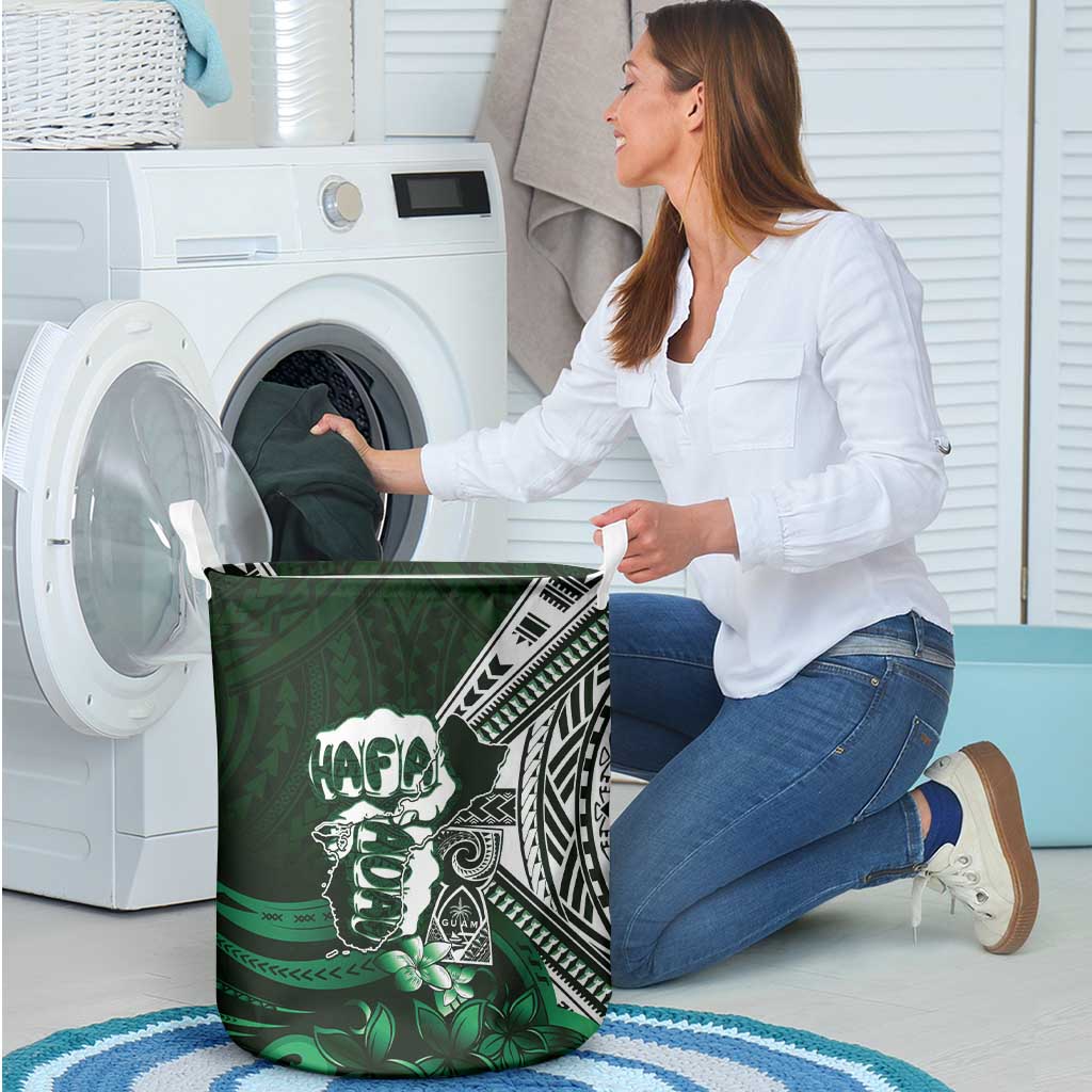 Hafa Adai Guam Discovery Day Laundry Basket Chamorro Latte Stone Hand Green Version