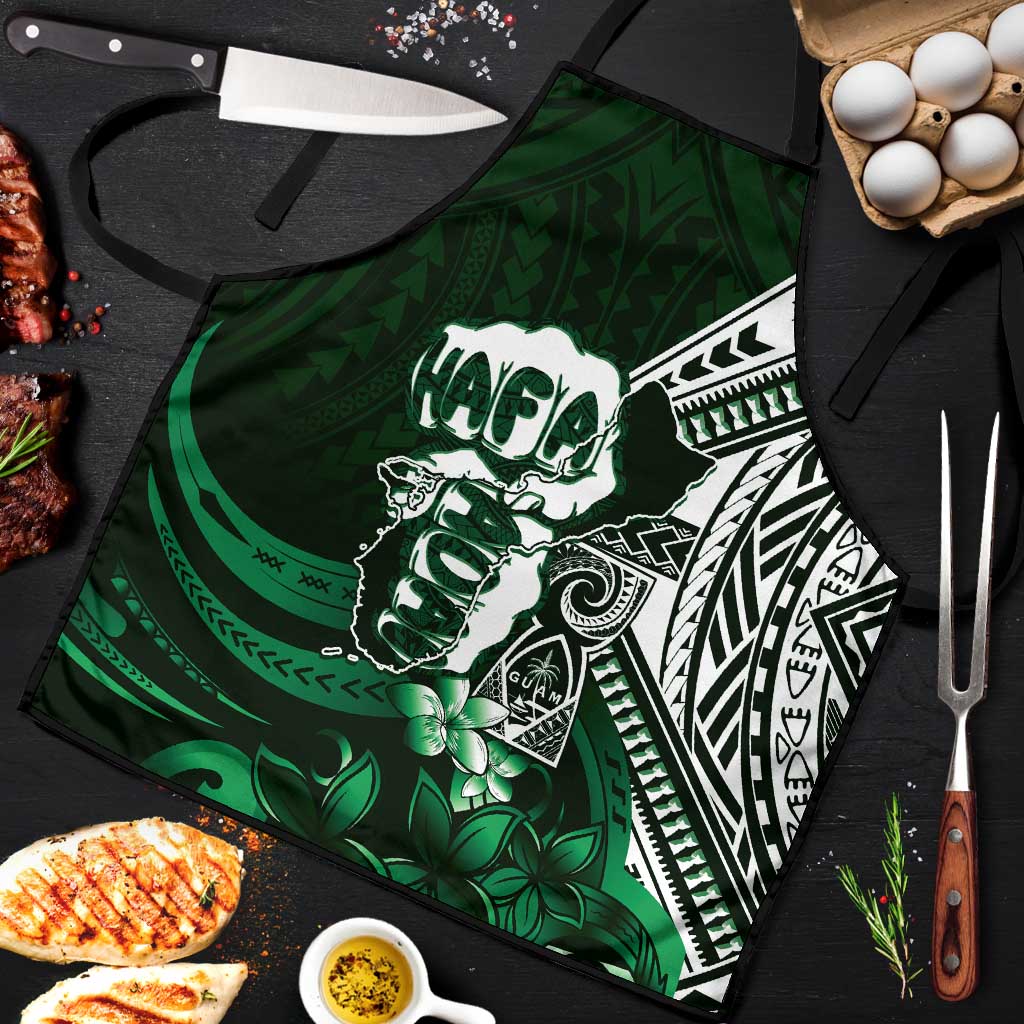 Hafa Adai Guam Discovery Day Apron Chamorro Latte Stone Hand Green Version LT14 Green - Polynesian Pride