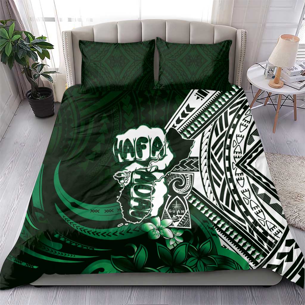 Hafa Adai Guam Discovery Day Bedding Set Chamorro Latte Stone Hand Green Version