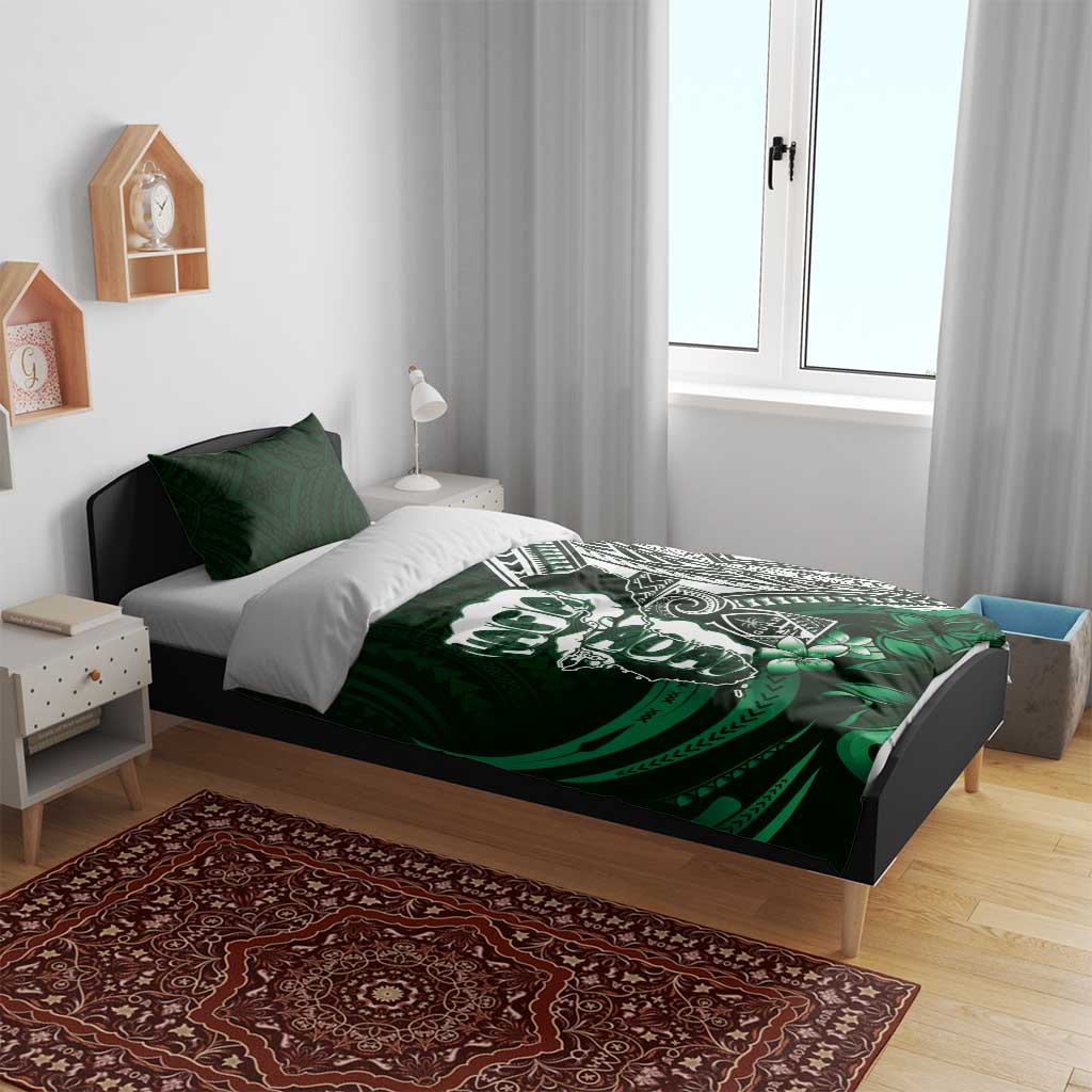 Hafa Adai Guam Discovery Day Bedding Set Chamorro Latte Stone Hand Green Version