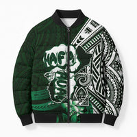 Hafa Adai Guam Discovery Day Bomber Puffer Jacket Chamorro Latte Stone Hand Green Version