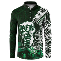 Hafa Adai Guam Discovery Day Button Sweatshirt Chamorro Latte Stone Hand Green Version