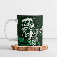 Hafa Adai Guam Discovery Day Ceramic Mug Chamorro Latte Stone Hand Green Version