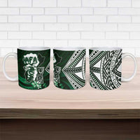 Hafa Adai Guam Discovery Day Ceramic Mug Chamorro Latte Stone Hand Green Version