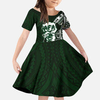 Hafa Adai Guam Discovery Day Family Matching Summer Maxi Dress and Hawaiian Shirt Chamorro Latte Stone Hand Green Version LT14 Daughter's Dress Green - Polynesian Pride