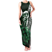 Hafa Adai Guam Discovery Day Family Matching Tank Maxi Dress and Hawaiian Shirt Chamorro Latte Stone Hand Green Version