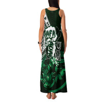 Hafa Adai Guam Discovery Day Family Matching Tank Maxi Dress and Hawaiian Shirt Chamorro Latte Stone Hand Green Version