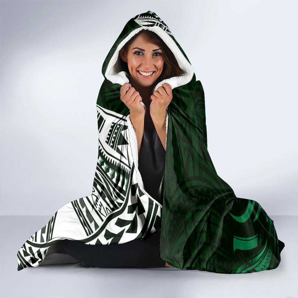 Hafa Adai Guam Discovery Day Hooded Blanket Chamorro Latte Stone Hand Green Version