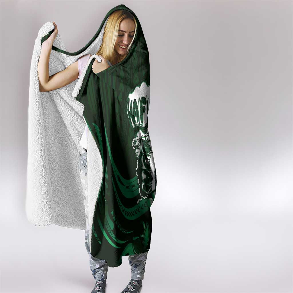 Hafa Adai Guam Discovery Day Hooded Blanket Chamorro Latte Stone Hand Green Version