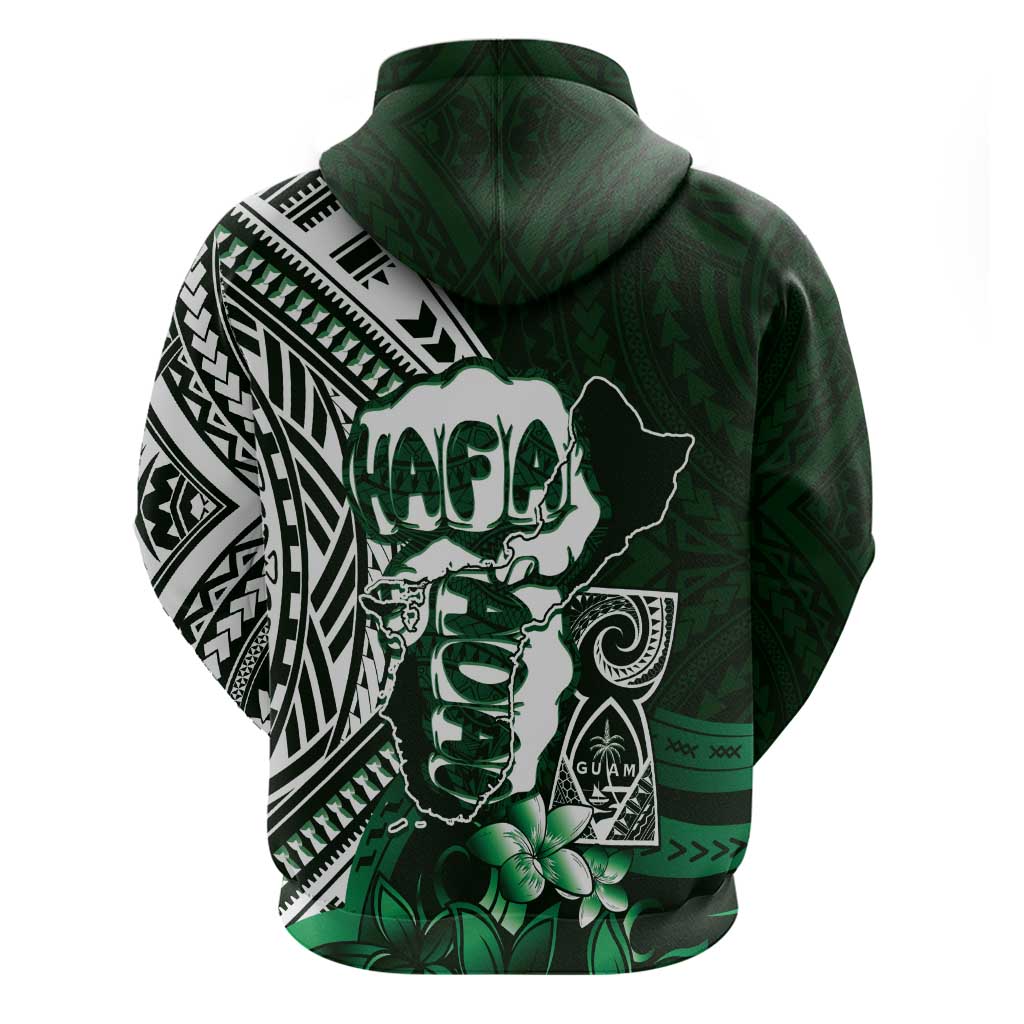 Hafa Adai Guam Discovery Day Hoodie Chamorro Latte Stone Hand Green Version