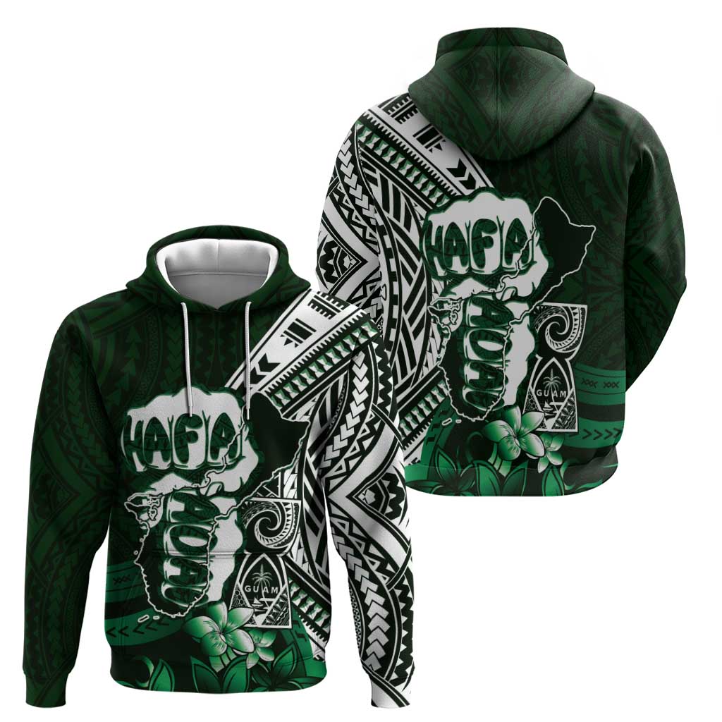 Hafa Adai Guam Discovery Day Hoodie Chamorro Latte Stone Hand Green Version