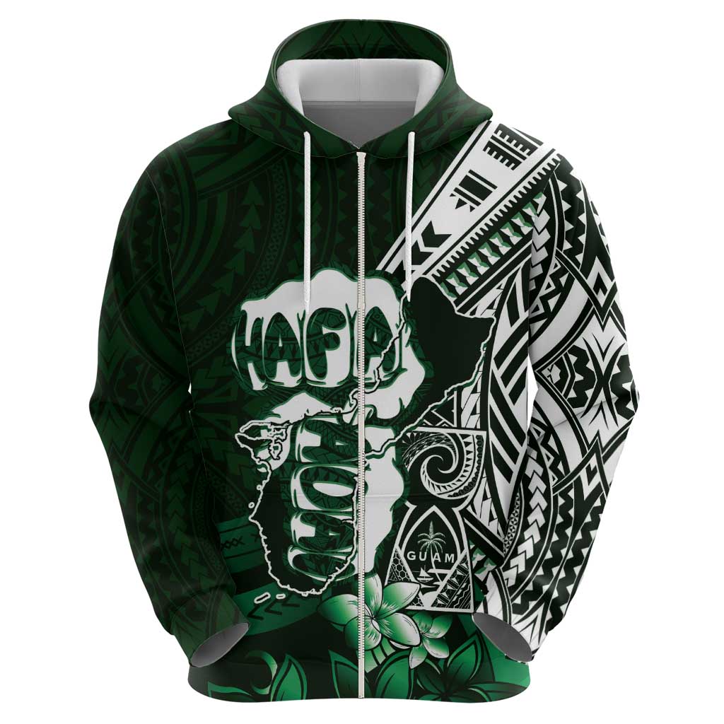 Hafa Adai Guam Discovery Day Hoodie Chamorro Latte Stone Hand Green Version