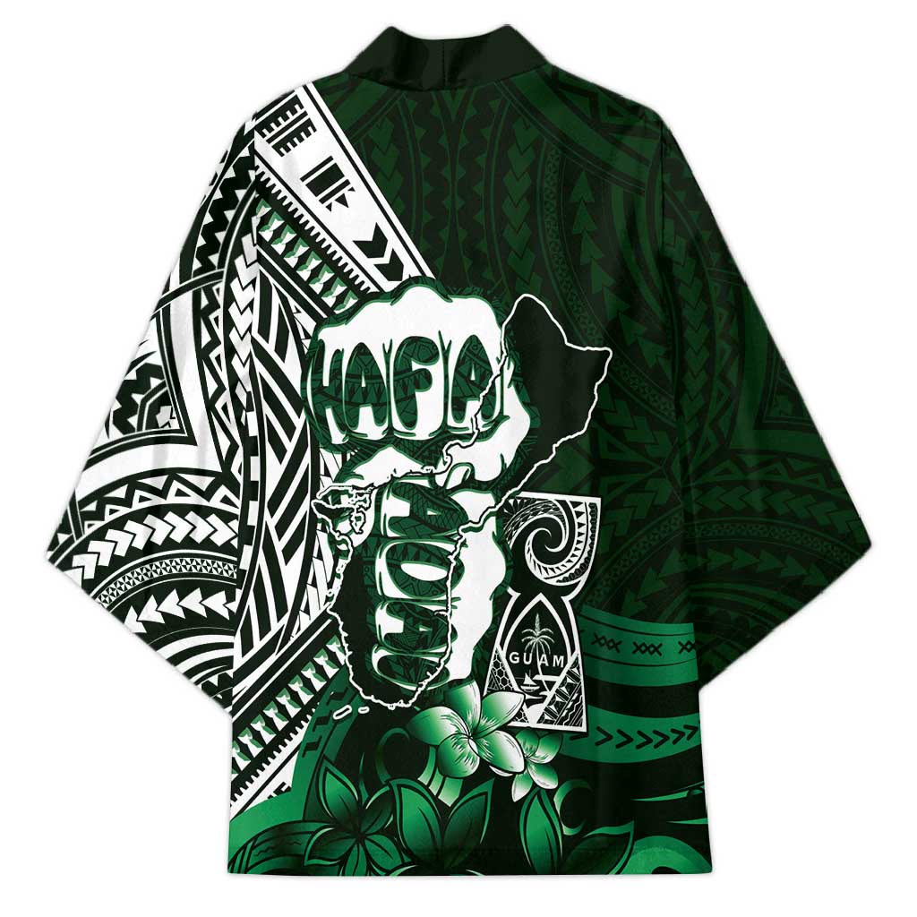 Hafa Adai Guam Discovery Day Kimono Chamorro Latte Stone Hand Green Version