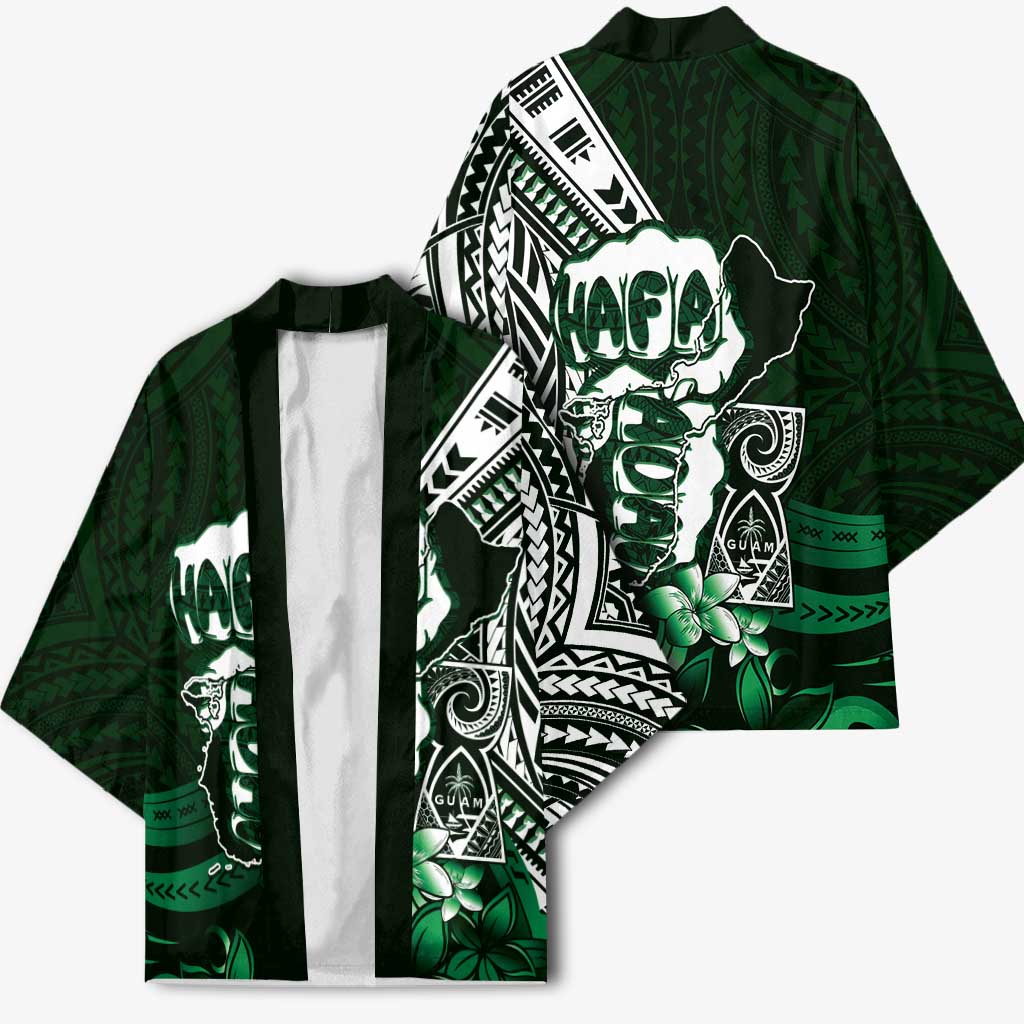 Hafa Adai Guam Discovery Day Kimono Chamorro Latte Stone Hand Green Version