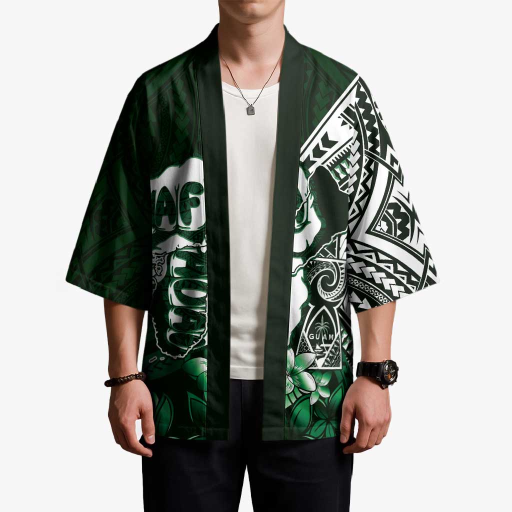 Hafa Adai Guam Discovery Day Kimono Chamorro Latte Stone Hand Green Version