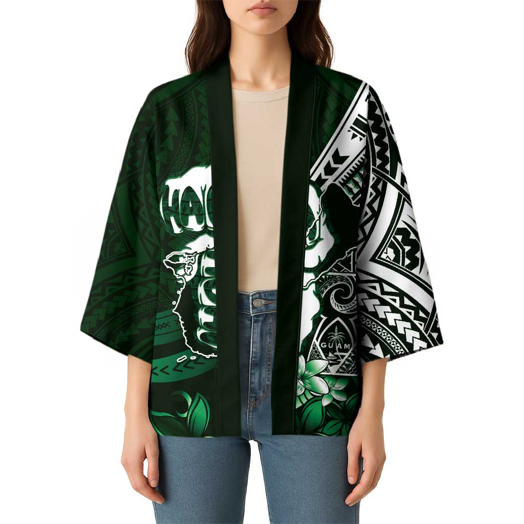 Hafa Adai Guam Discovery Day Kimono Chamorro Latte Stone Hand Green Version