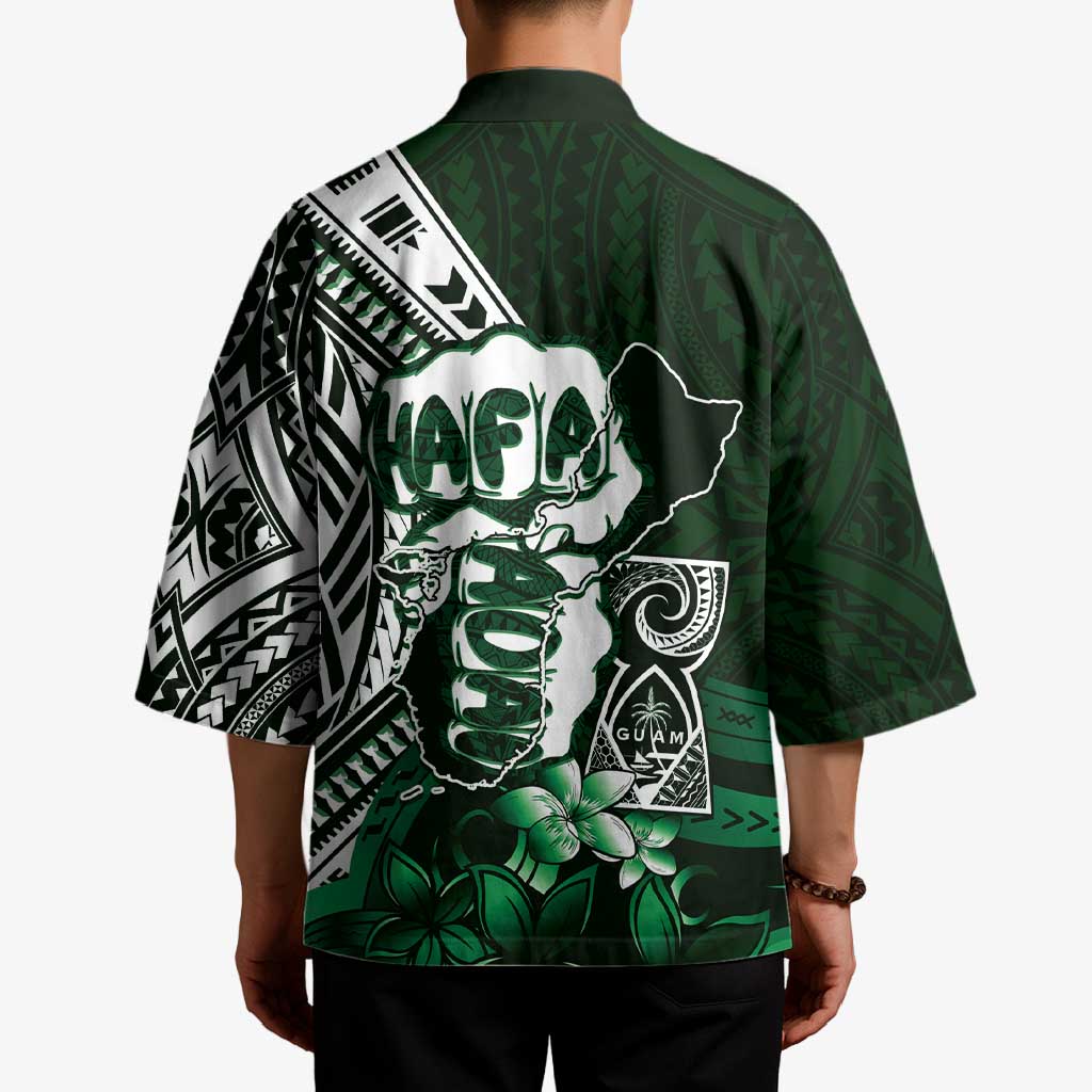 Hafa Adai Guam Discovery Day Kimono Chamorro Latte Stone Hand Green Version