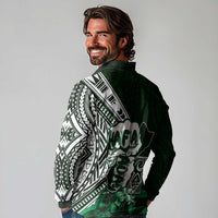 Hafa Adai Guam Discovery Day Long Sleeve Polo Shirt Chamorro Latte Stone Hand Green Version