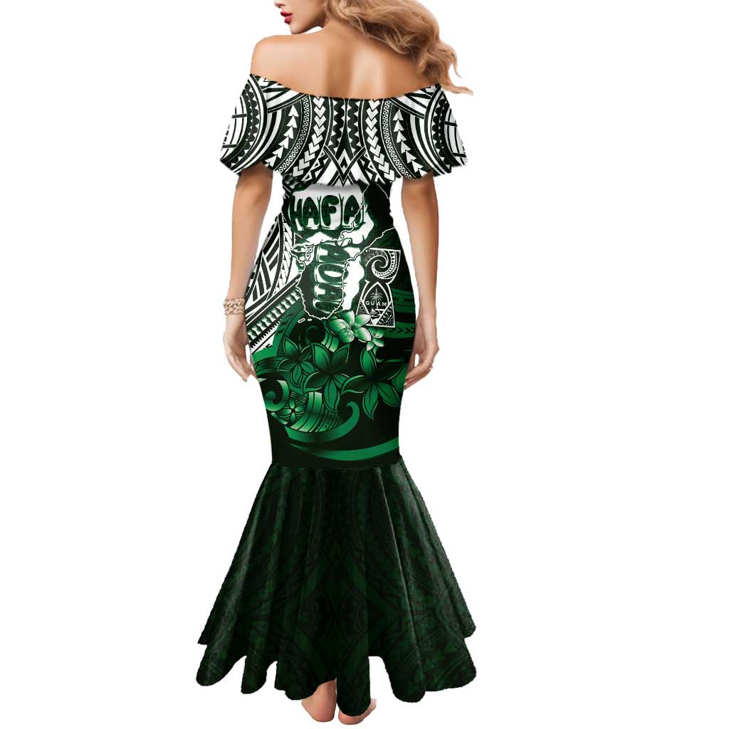 Hafa Adai Guam Discovery Day Mermaid Dress Chamorro Latte Stone Hand Green Version