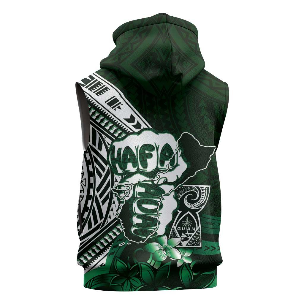 Hafa Adai Guam Discovery Day Sleeveless Hoodie Chamorro Latte Stone Hand Green Version