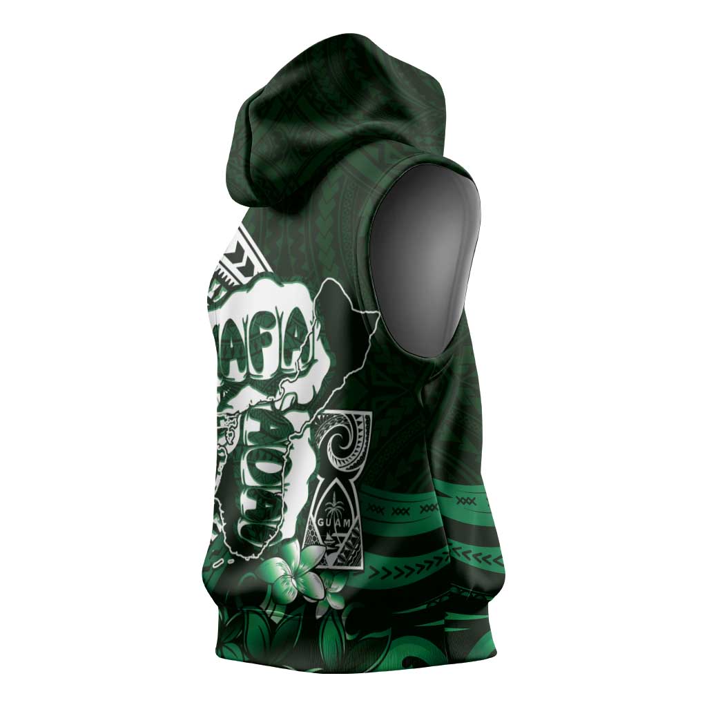 Hafa Adai Guam Discovery Day Sleeveless Hoodie Chamorro Latte Stone Hand Green Version