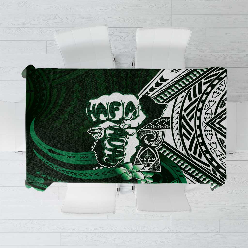 Hafa Adai Guam Discovery Day Tablecloth Chamorro Latte Stone Hand Green Version