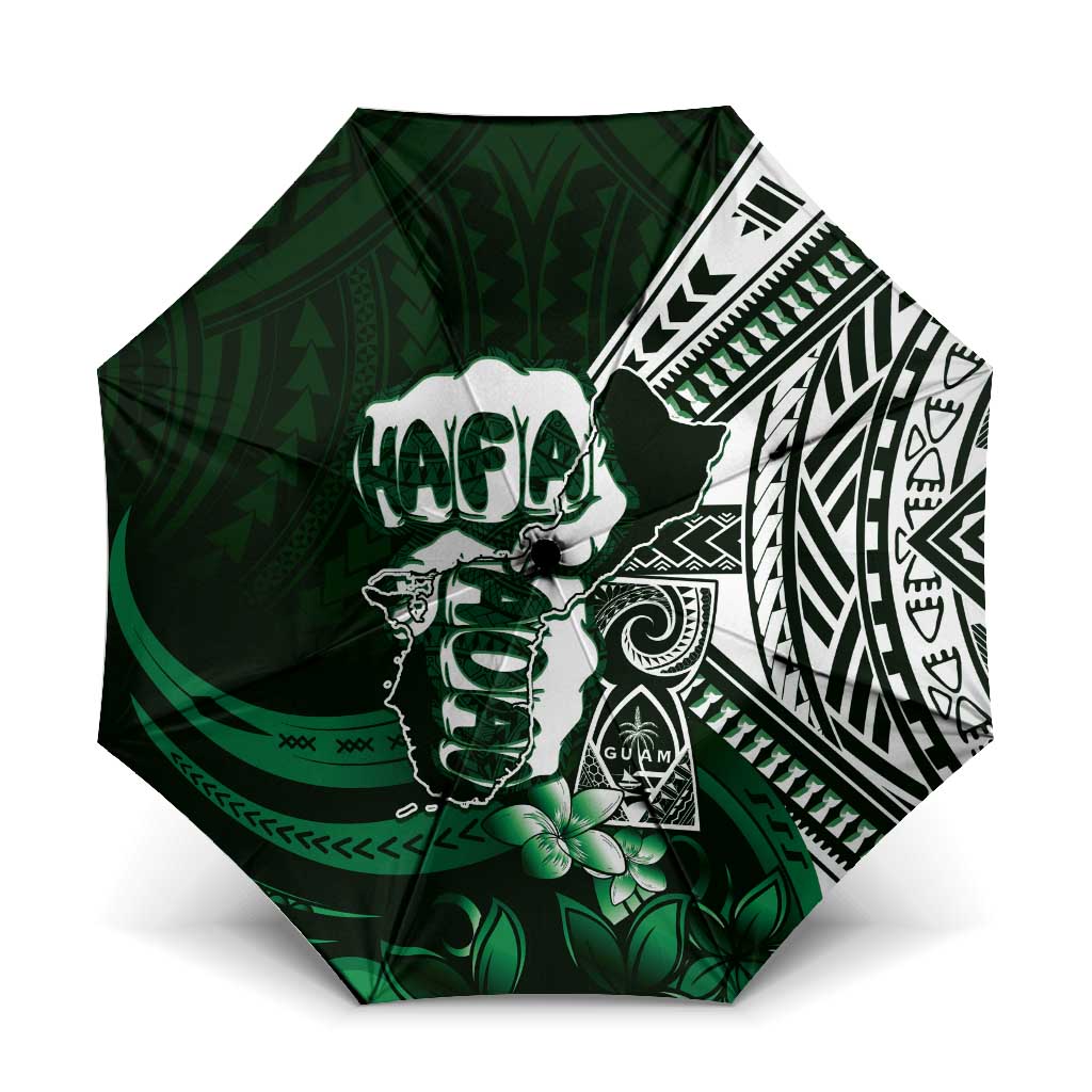 Hafa Adai Guam Discovery Day Umbrella Chamorro Latte Stone Hand Green Version