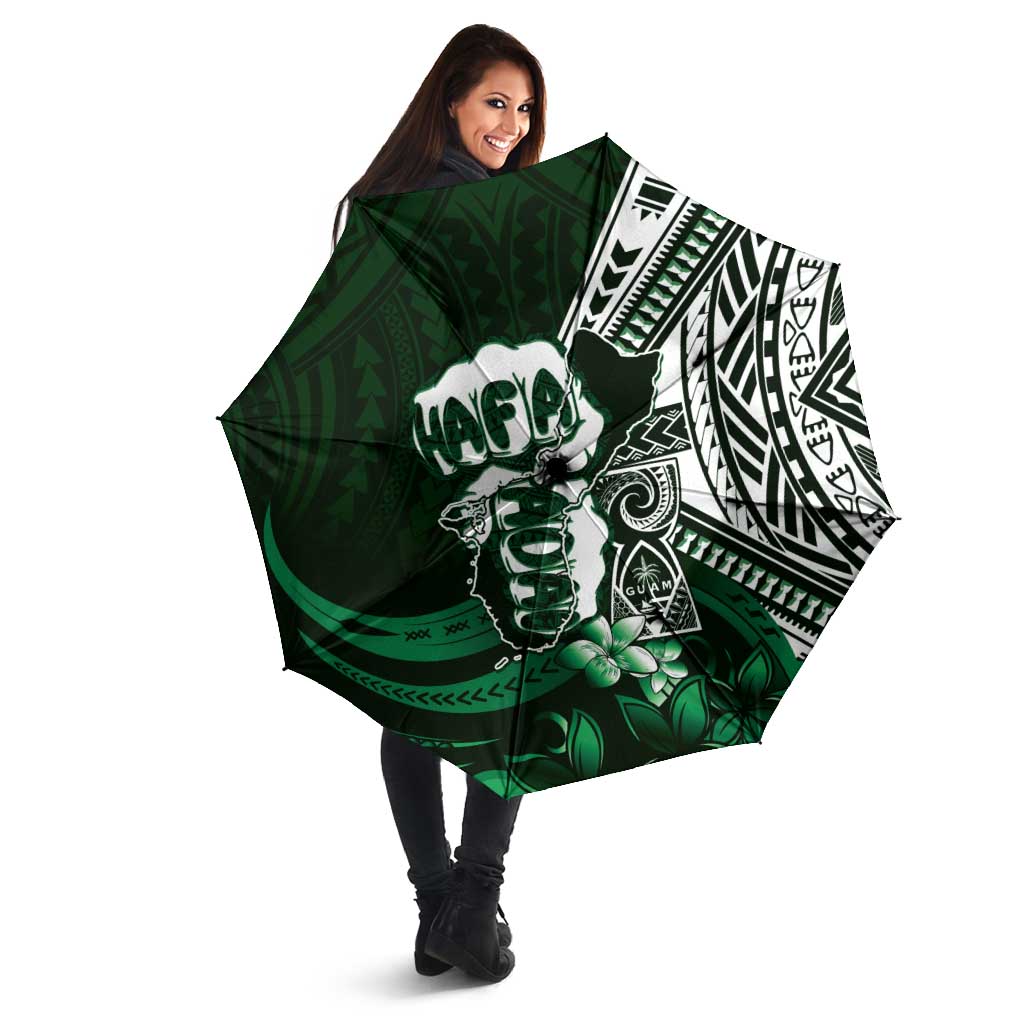 Hafa Adai Guam Discovery Day Umbrella Chamorro Latte Stone Hand Green Version