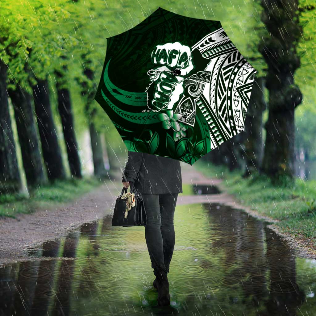 Hafa Adai Guam Discovery Day Umbrella Chamorro Latte Stone Hand Green Version