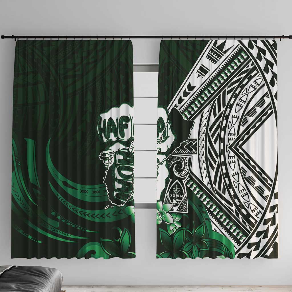 Hafa Adai Guam Discovery Day Window Curtain Chamorro Latte Stone Hand Green Version