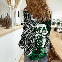 Hafa Adai Guam Discovery Day Women Casual Shirt Chamorro Latte Stone Hand Green Version LT14 - Polynesian Pride