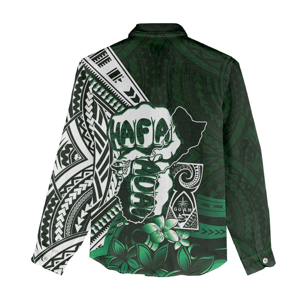 Hafa Adai Guam Discovery Day Women Casual Shirt Chamorro Latte Stone Hand Green Version LT14 - Polynesian Pride