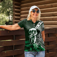 Hafa Adai Guam Discovery Day Women Polo Shirt Chamorro Latte Stone Hand Green Version
