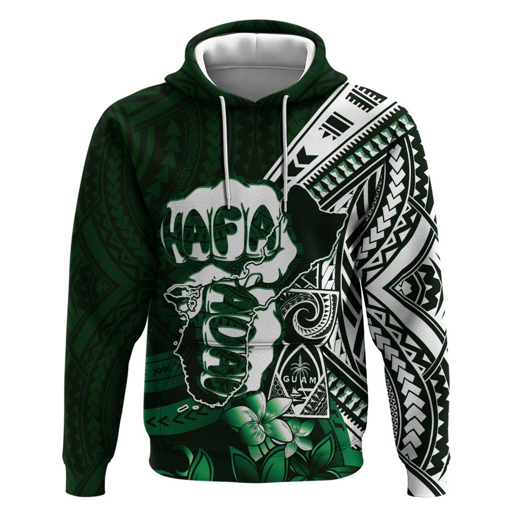 Hafa Adai Guam Discovery Day Zip Hoodie Chamorro Latte Stone Hand Green Version LT14 Pullover Hoodie Green - Polynesian Pride