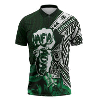 Hafa Adai Guam Discovery Day Zipper Polo Shirt Chamorro Latte Stone Hand Green Version