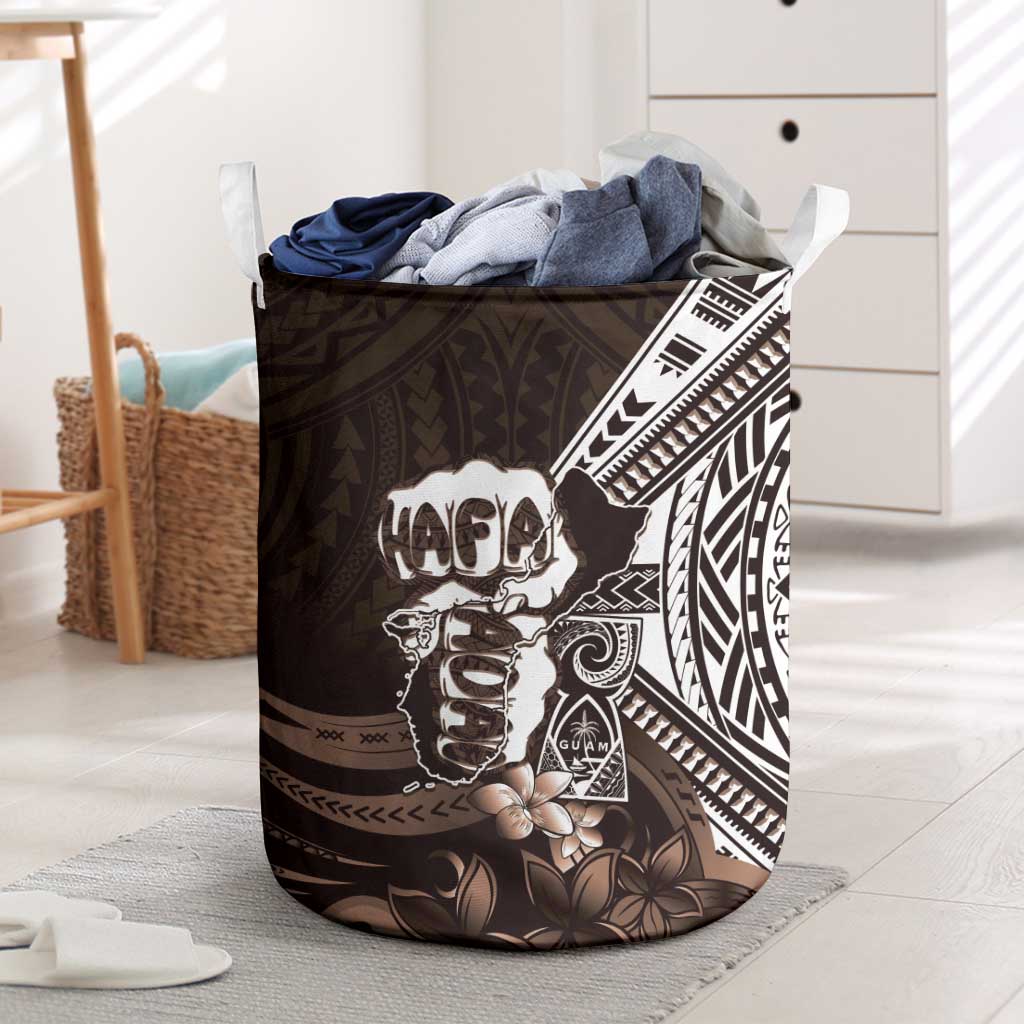 Hafa Adai Guam Discovery Day Laundry Basket Chamorro Latte Stone Hand Brown Version