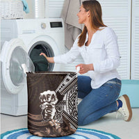 Hafa Adai Guam Discovery Day Laundry Basket Chamorro Latte Stone Hand Brown Version