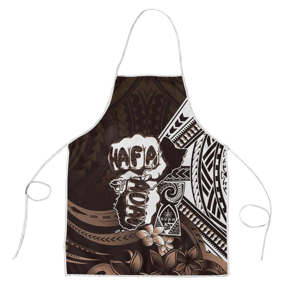 Hafa Adai Guam Discovery Day Apron Chamorro Latte Stone Hand Brown Version