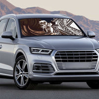 Hafa Adai Guam Discovery Day Auto Sun Shade Chamorro Latte Stone Hand Brown Version