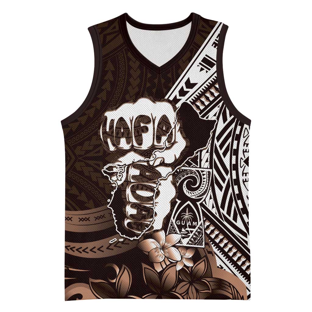 Hafa Adai Guam Discovery Day Basketball Jersey Chamorro Latte Stone Hand Brown Version