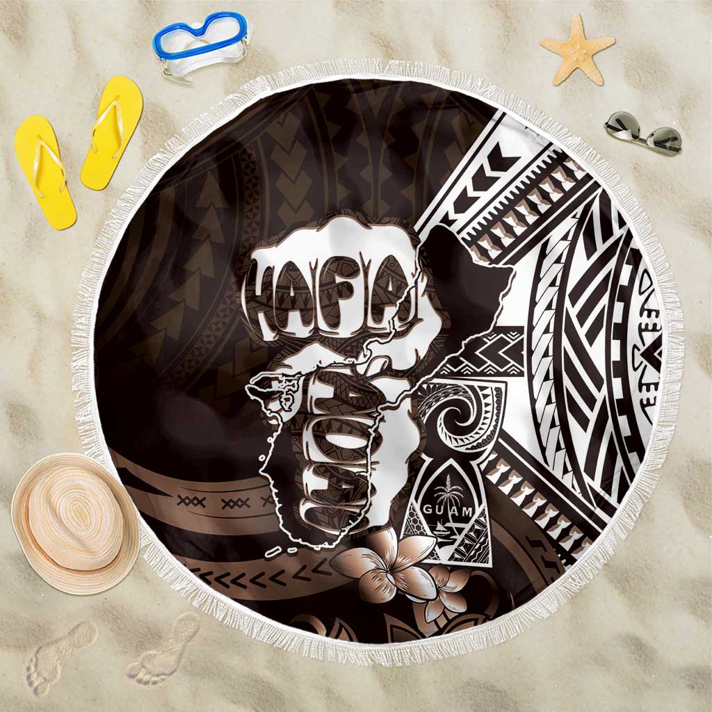 Hafa Adai Guam Discovery Day Beach Blanket Chamorro Latte Stone Hand Brown Version
