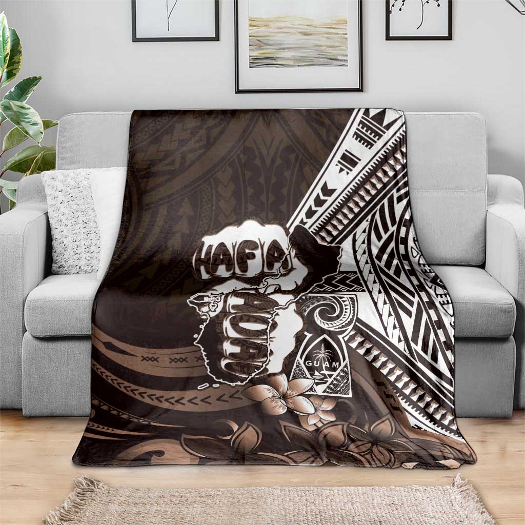 Hafa Adai Guam Discovery Day Blanket Chamorro Latte Stone Hand Brown Version