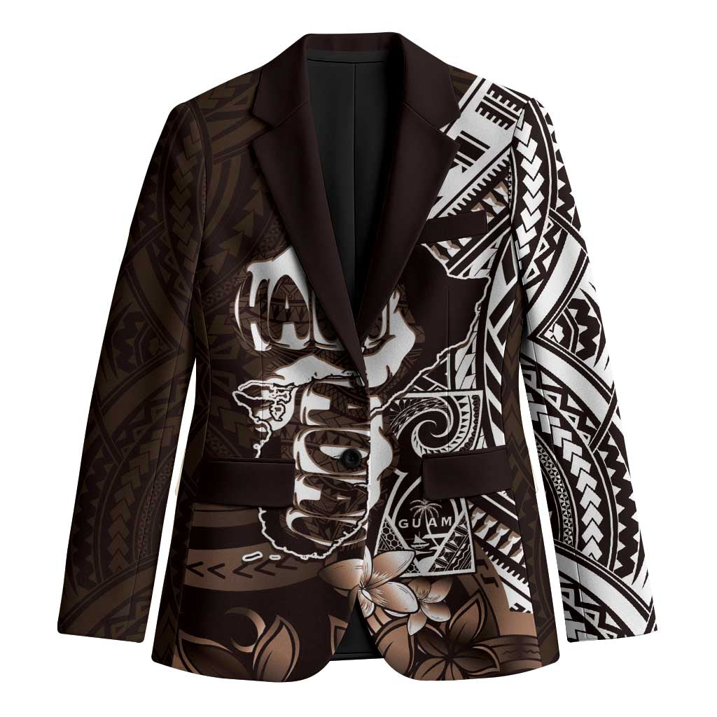 Hafa Adai Guam Discovery Day Blazer Chamorro Latte Stone Hand Brown Version