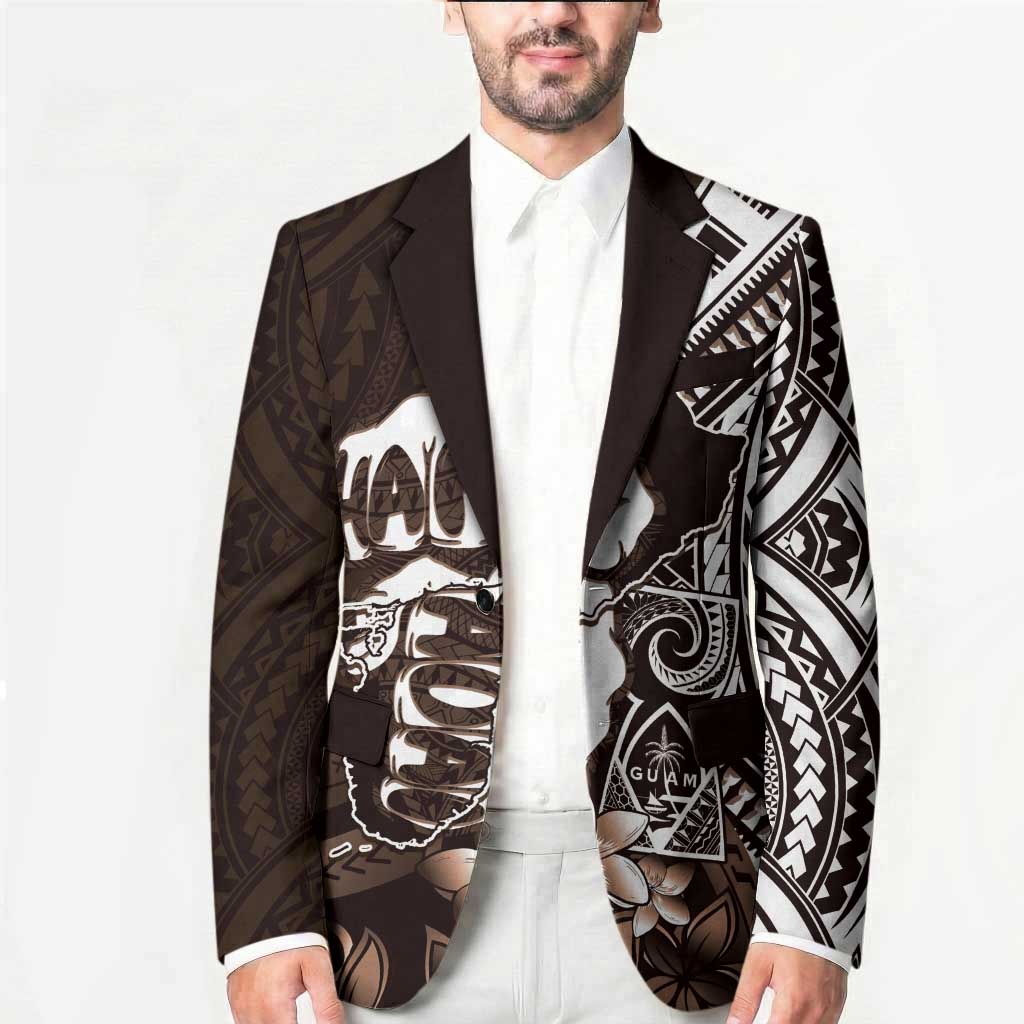 Hafa Adai Guam Discovery Day Blazer Chamorro Latte Stone Hand Brown Version